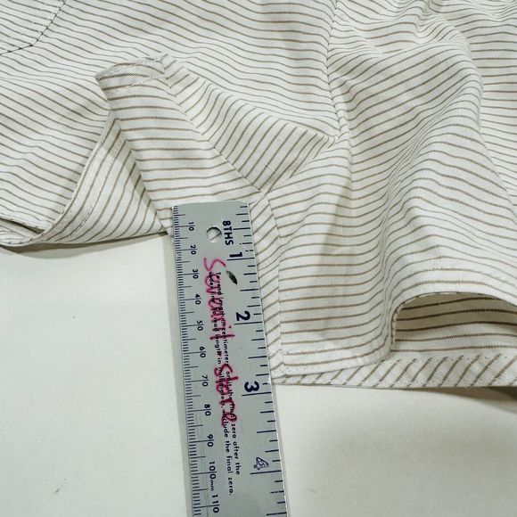 NWT Club Monaco Striped Linen Blend Belted Pull-on Shorts Khaki size 10 $129 - Picture 11 of 11